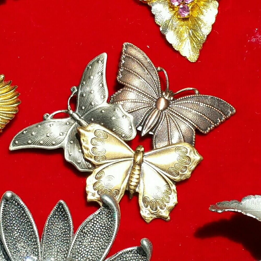 #8 Vintage Triple Color Triple Butterflies Brooch